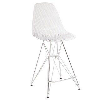Lancaster Home 26" High Clear Acrylic Counter Height Stool with Chrome Legs - Event Furniture - 18.75"W x 22"D x 40.75"H (Clear)