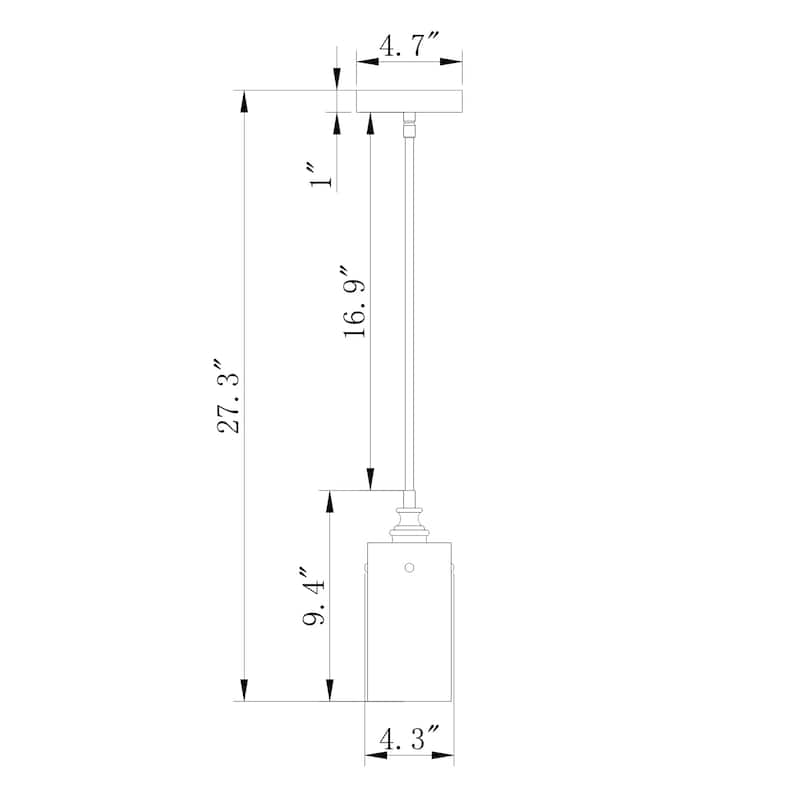 Tedosha 1-light Black Pendant Lamp with Glass Cylinder Shade (includes Edison Bulb)