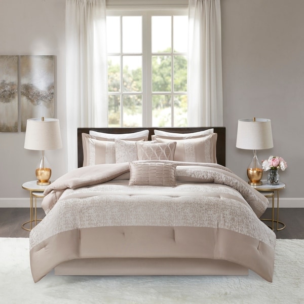 Madison Park Elicia Taupe 7 Piece Chenille Jacquard Comforter Set. Opens flyout.