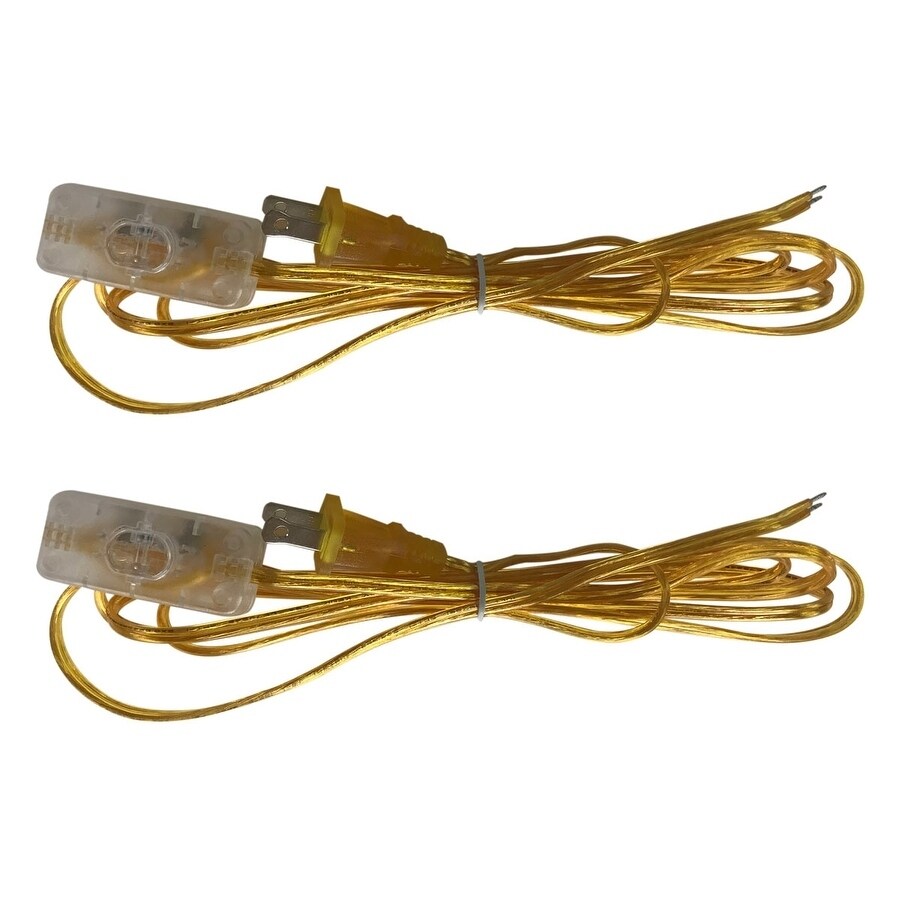 Royal Designs 8 Foot Long Gold Colored Inline Toggle Switch Replacement Lamp Cord Spt 1 With Molded Plug Set Of 2