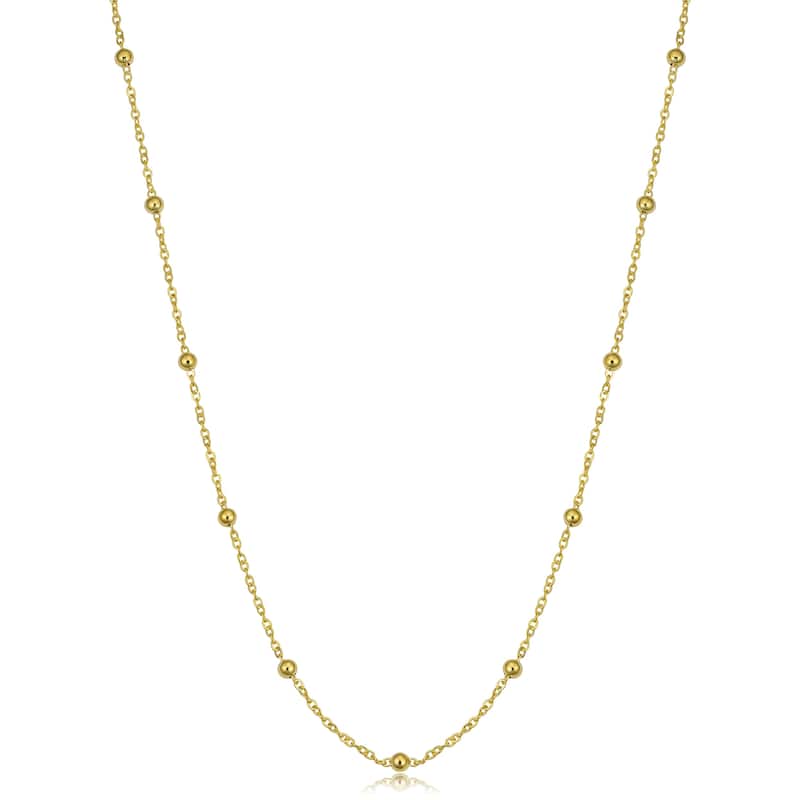 14k Yellow Gold Italian Beads Station Necklace