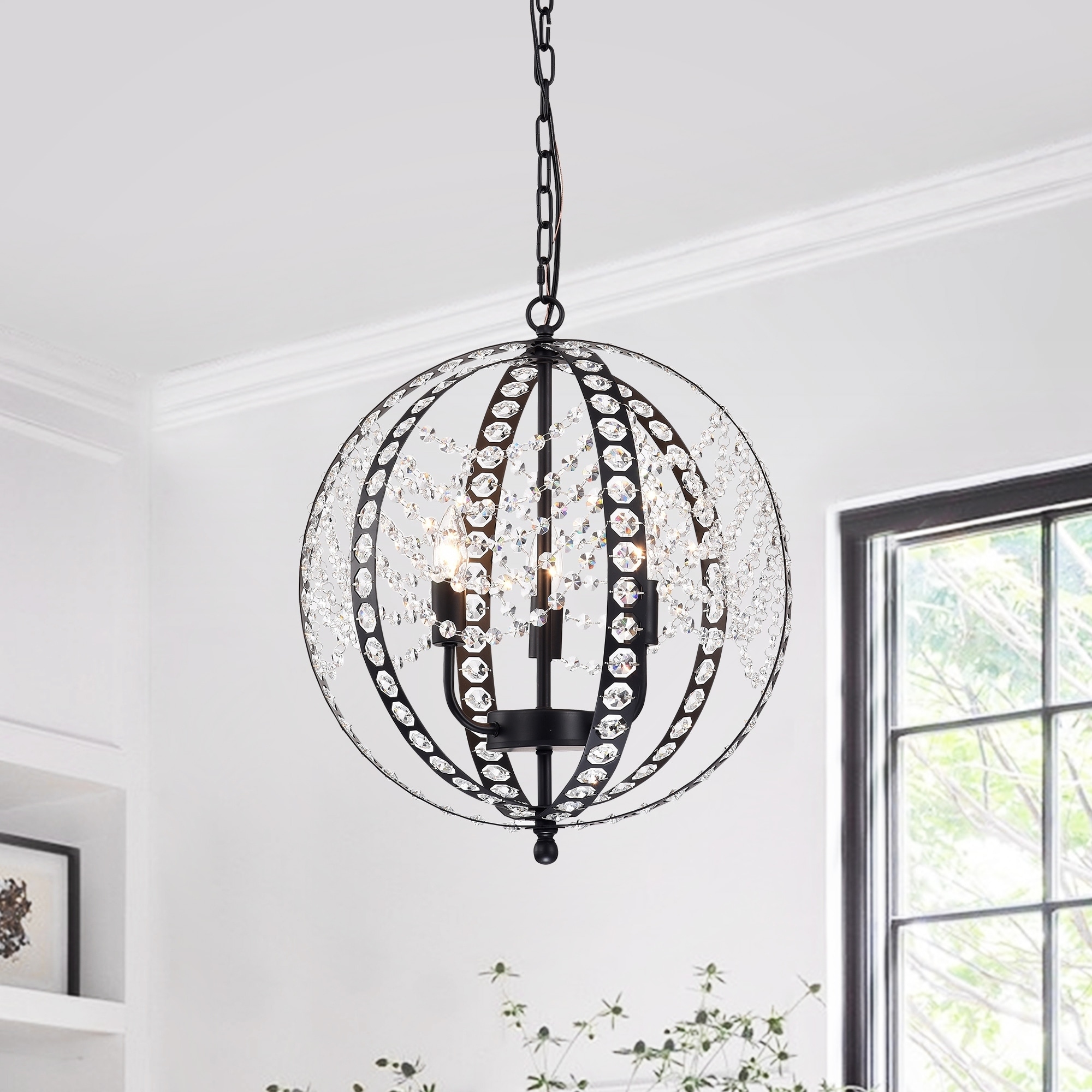 Flamtee 3-light Matte Black Globe Chandelier - Chandeliers For Bedrooms by Overstock.com