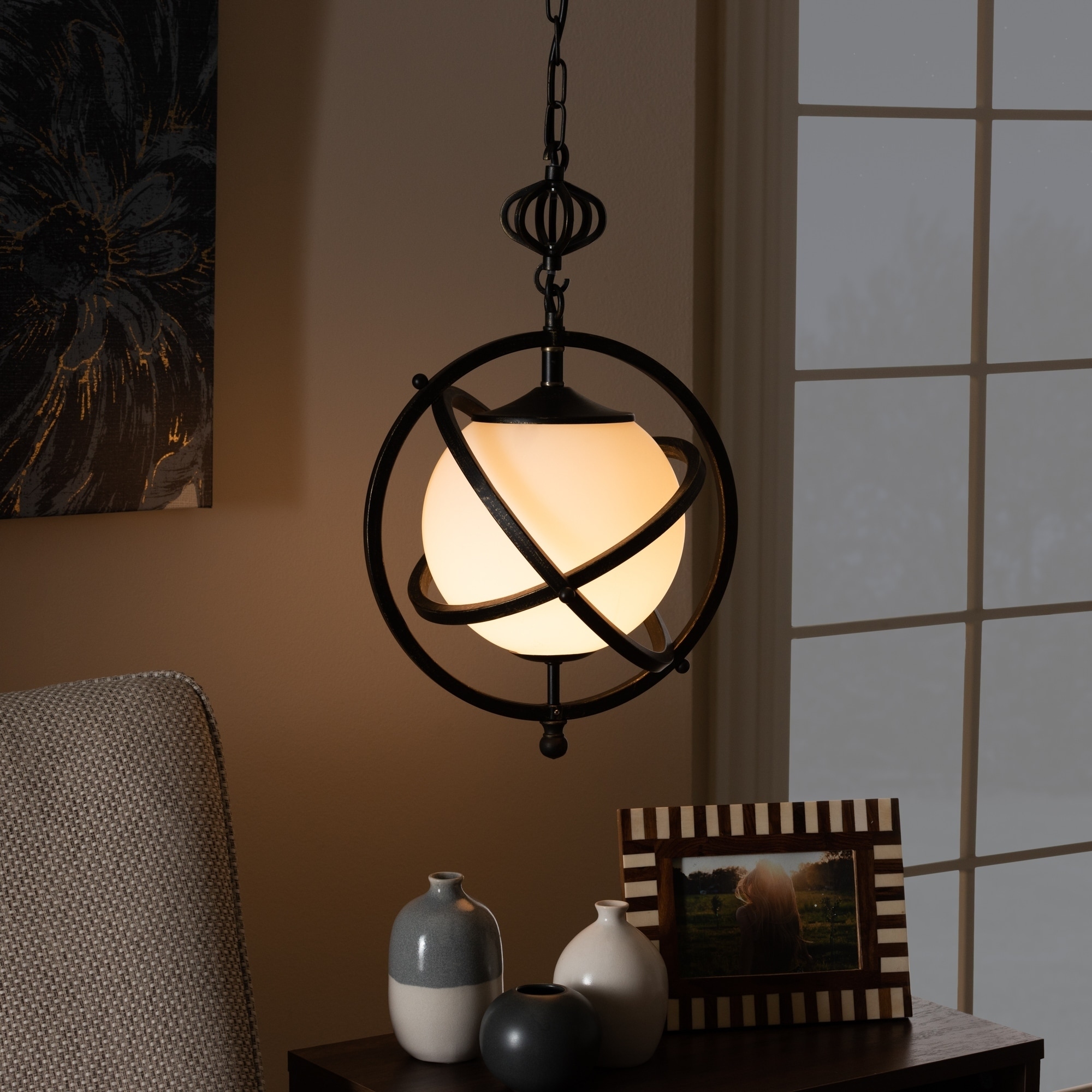 Industrial Antiqued Black Pendant Chandelier by Baxton Studio - Chandeliers For Bedrooms by Overstock.com