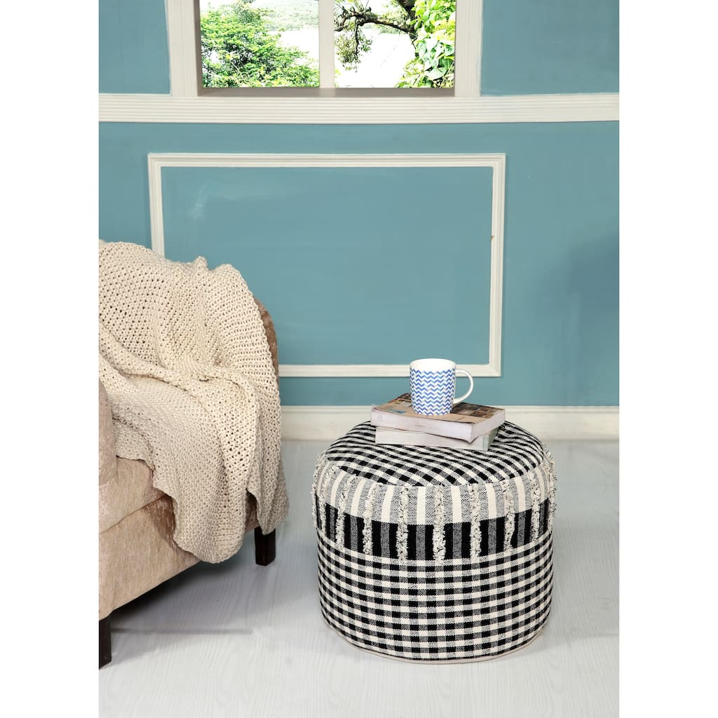 Sevita Uniquely Contemporary Farmhouse Pouf Ottoman