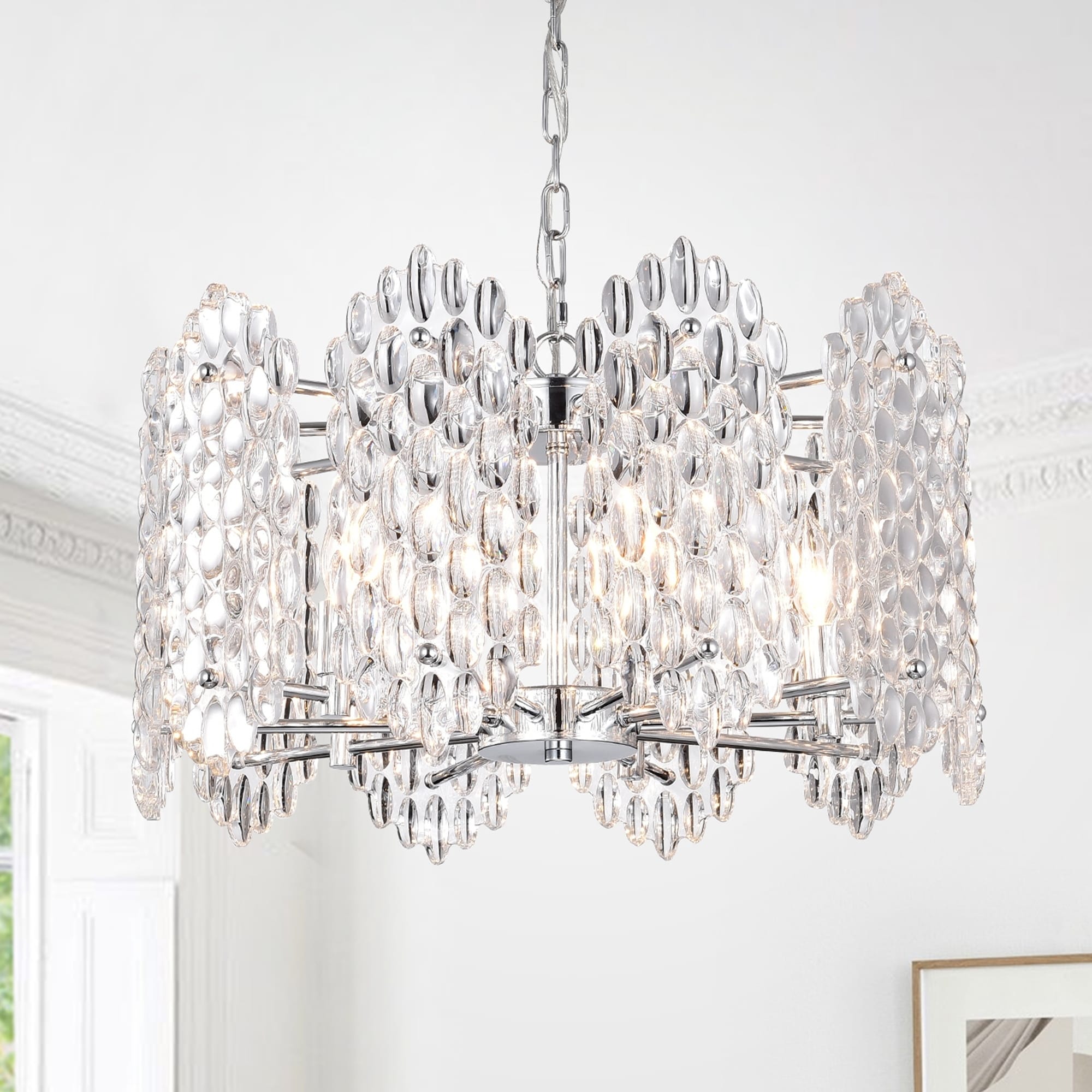 Dinzu 5-light Smooth Glass Pebbles Chandelier - Chandeliers For Bedrooms by Overstock.com