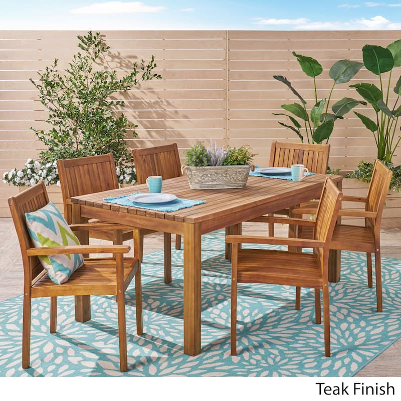 Wiloson Outdoor 7 Piece Acacia Dining Set by Christopher Knight Home