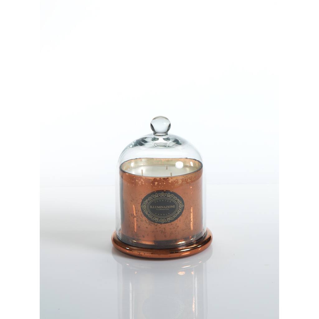 6.5" Tall Medium Candle Jar with Glass Dome, Italian Citron Fragrance, Antique Copper