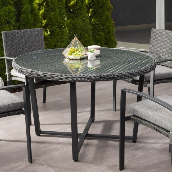 Shop Parkview Patio Dining Table with Glass Inset Table ...