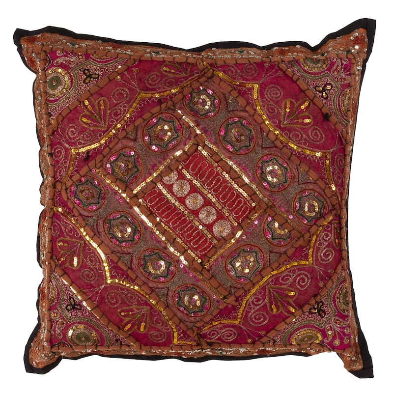 Handmade Sari "Sitara" Down-filled Cotton Throw Pillow - 20 X 20