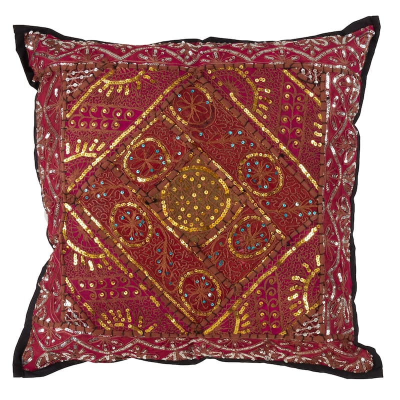 Handmade Sari "Sitara" Down-filled Cotton Throw Pillow