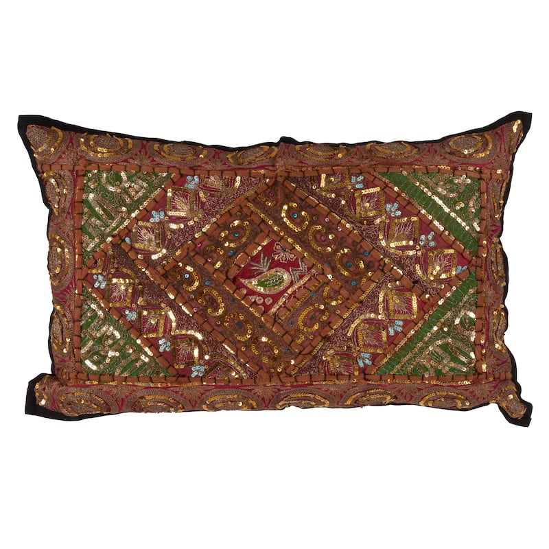 Handmade Sari "Sitara" Down-filled Cotton Throw Pillow