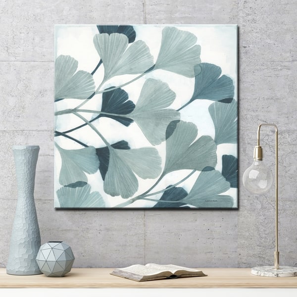 slide 1 of 3, Spa Day Gingko Green/ White Floral Gallery Wrapped Canvas Art