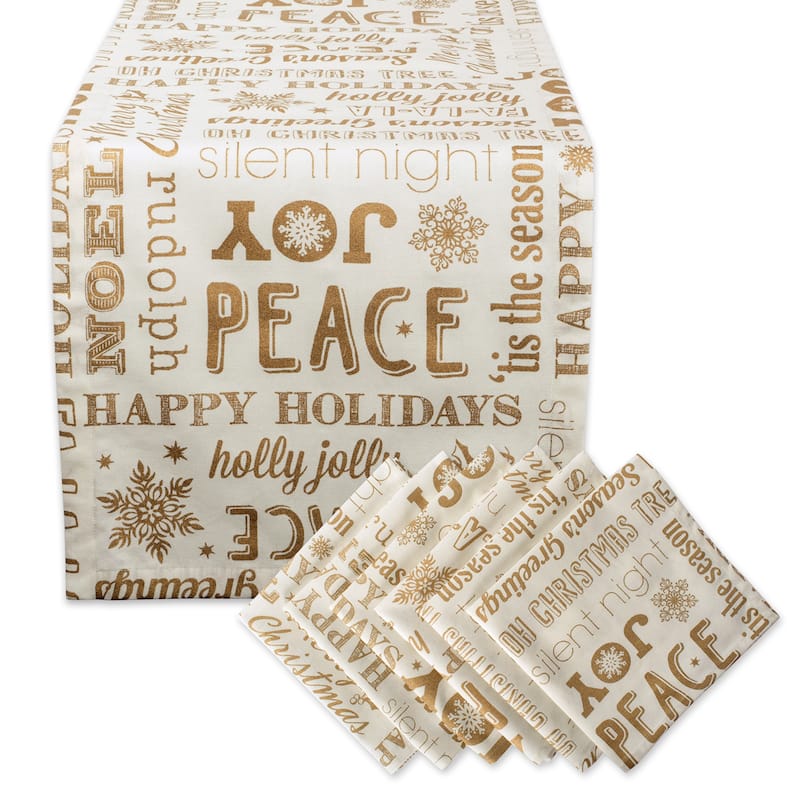 DII Holiday Kitchen Tabletop Set (Includes Napkin Set and Table Runner) - Gold - 14 x 72 - Modern & Contemporary