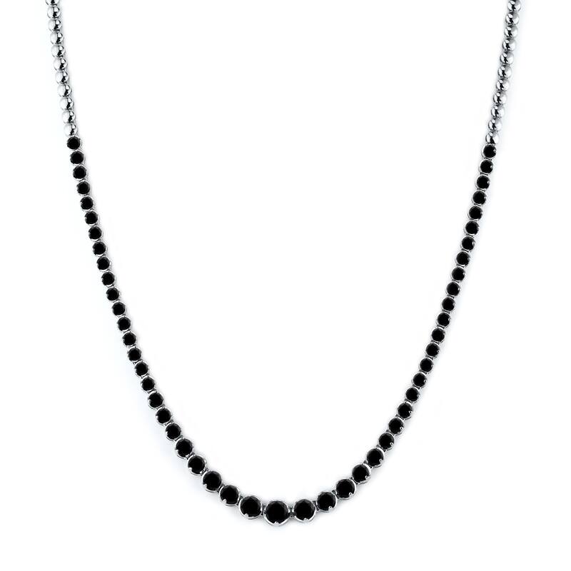 Auriya 5ctw Graduating Black Diamond Tennis Necklace 18k White Gold