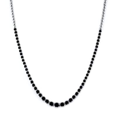 Auriya 5ctw Graduating Black Diamond Tennis Necklace 18k White Gold