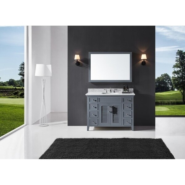 Exclusive Heritage 48" Single Sink Bathroom Vanity in Cashmere Grey with Carrara White Marble Top