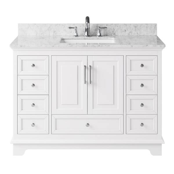 Shop Exclusive Heritage 48 Single Sink Bathroom Vanity In White With Carrara White Marble Top Free Shipping Today Overstock 23097760