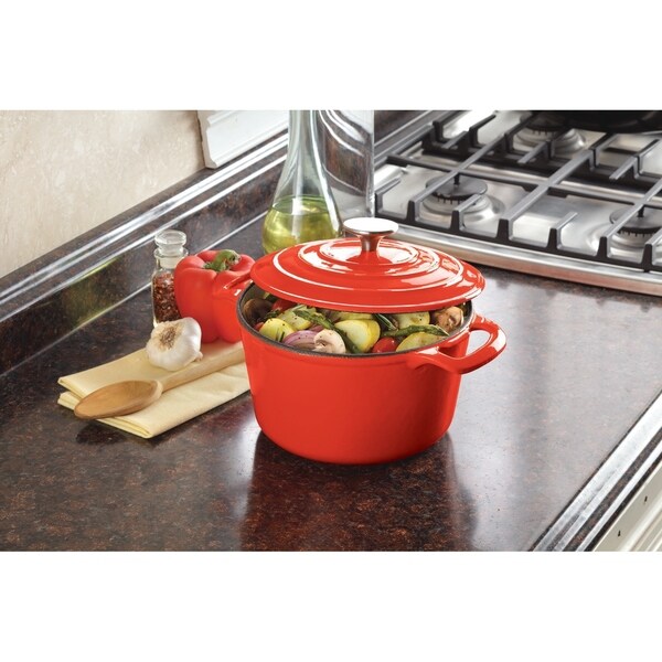 Cooks Tools Enamel Cast Iron Porcelain Coated 31/2 Quart Orange Dutch