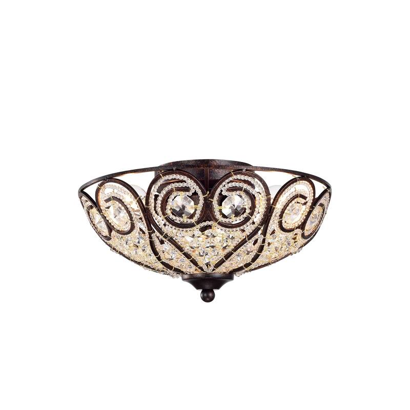 Ceslee 3-light Rustic Bronze Flushmount Ceiling Lamp