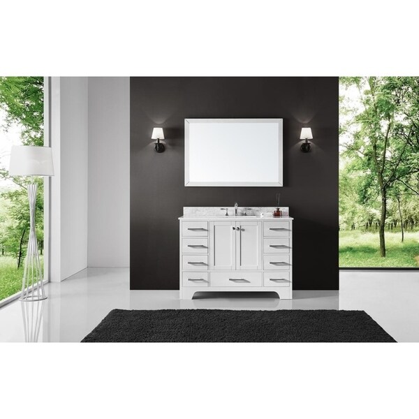 Exclusive Heritage 48" Single Sink Bathroom Vanity in White with Carrara White Marble Top