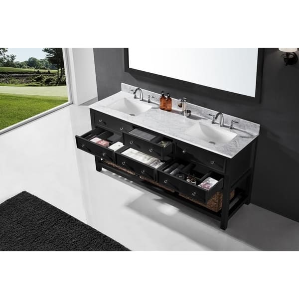 Shop Exclusive Heritage 72 Double Sink Bathroom Vanity Base In Espresso With Seagrass Baskets Overstock 23105064