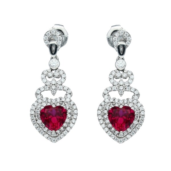 heart shaped ruby earrings