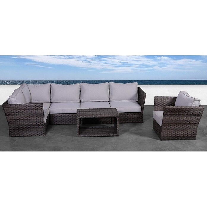 Living Source Internationalpatio Sofa Set Weather Resistant Wicker Cushions Outdoor Patio Furniture Set No Assembly Required Resort 7 Pc Club Set Multicolor Dailymail