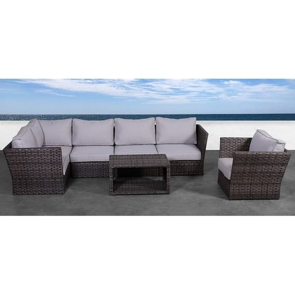 Shop Patio Sofa Set Weather Resistant Wicker Cushions Outdoor Patio Furniture Set No Assembly Required Resort 7 Pc Club Set On Sale Overstock 23105619