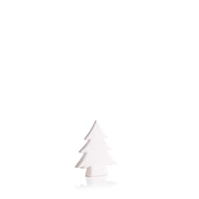 6.5" Tall "Teton" Ceramic Christmas Tree Tabletop Decoration, White (Set of 3)