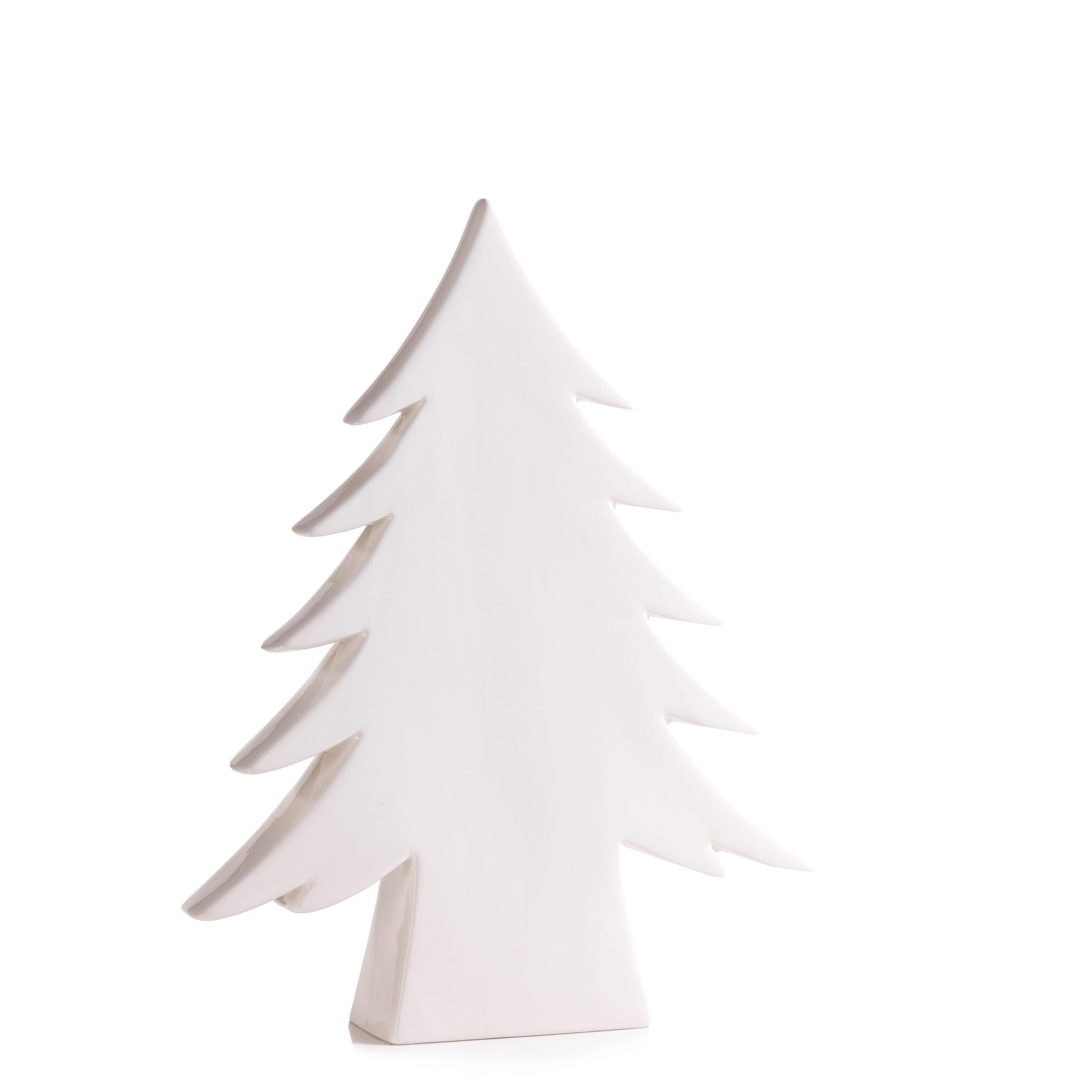 16.5" Tall "Teton" Ceramic Christmas Tree Tabletop Decoration, White