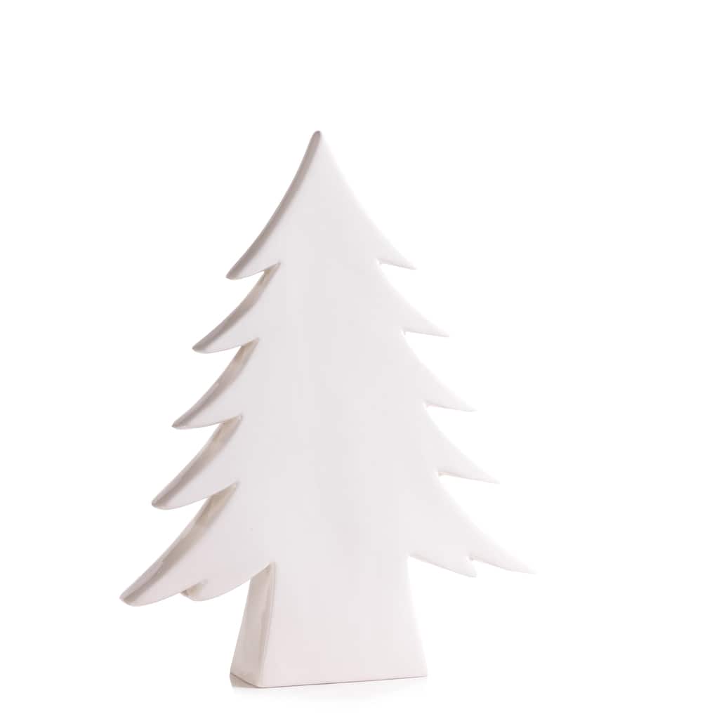 16.5" Tall "Teton" Ceramic Christmas Tree Tabletop Decoration, White