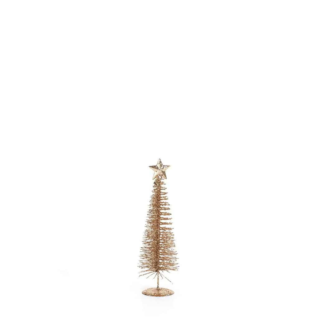 10" Tall "Treasure Mountain" Christmas Tree Tabletop Decoration, Gold (Set of 6)