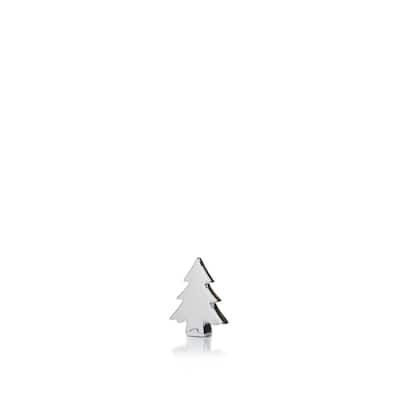 4.5" Tall "Teton" Ceramic Christmas Tree Tabletop Decoration, Silver (Set of 6)