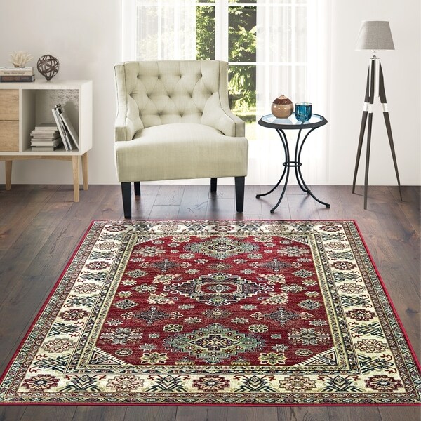 Westfield Home Lelaliah Remiel Red Faux Silk Area Rug - 9' x 12'