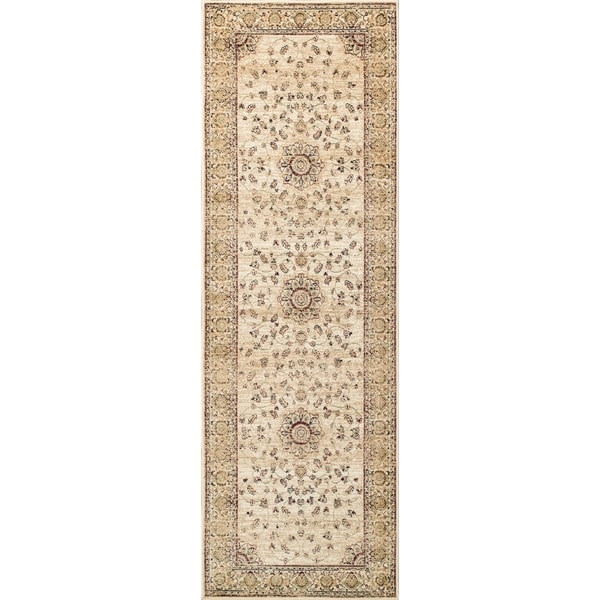 Westfield Home Lelaliah Camael Ivory Faux Silk Runner Rug - 2'7 x 8'2