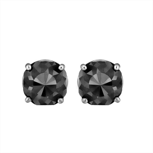 Shop Black Diamond Stud Earrings 14k White Gold 1 5 Carats Total