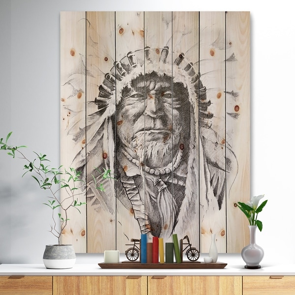 Designart Native American Indian Bohemian Print On Natural Designart X27 Native American Indian Bohemian Print On Natural Pine