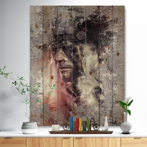 Designart Native American Indian Warrior Bohemian Print On Designart X27 Native American Indian Warrior Bohemian Print On Natural