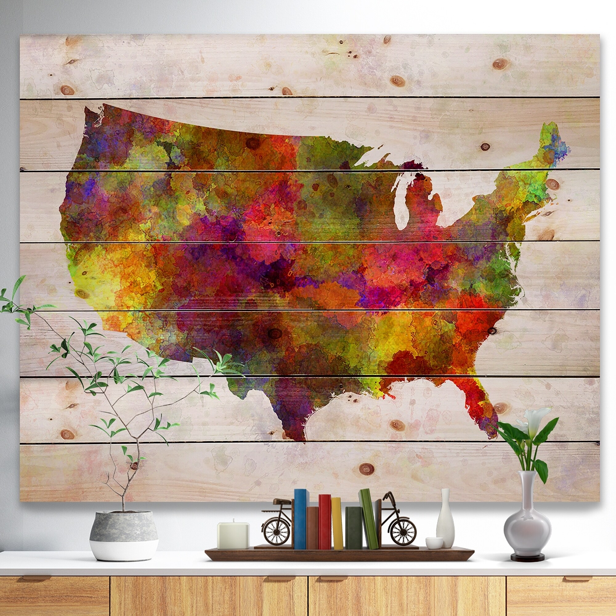 Shop Designart United States Map In Colors Watercolor Painting