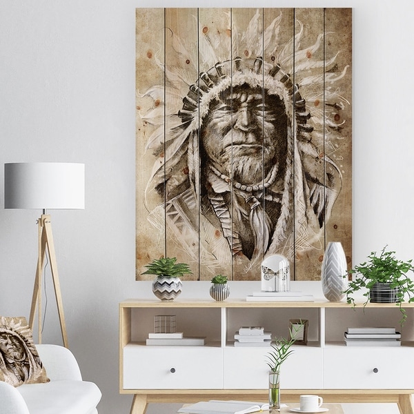 Designart American Indian Head Tattoo Sketch Bohemian Print Designart X27 American Indian Head Tattoo Sketch Bohemian Print On