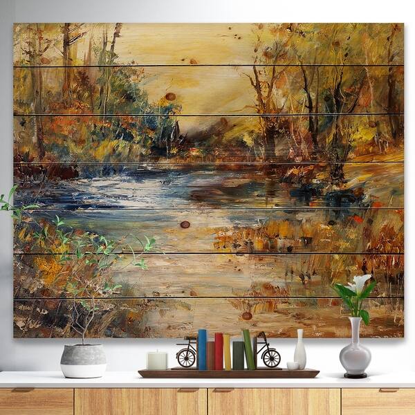 Shop Designart Stream In Forest Oil Painting Landscape Print On