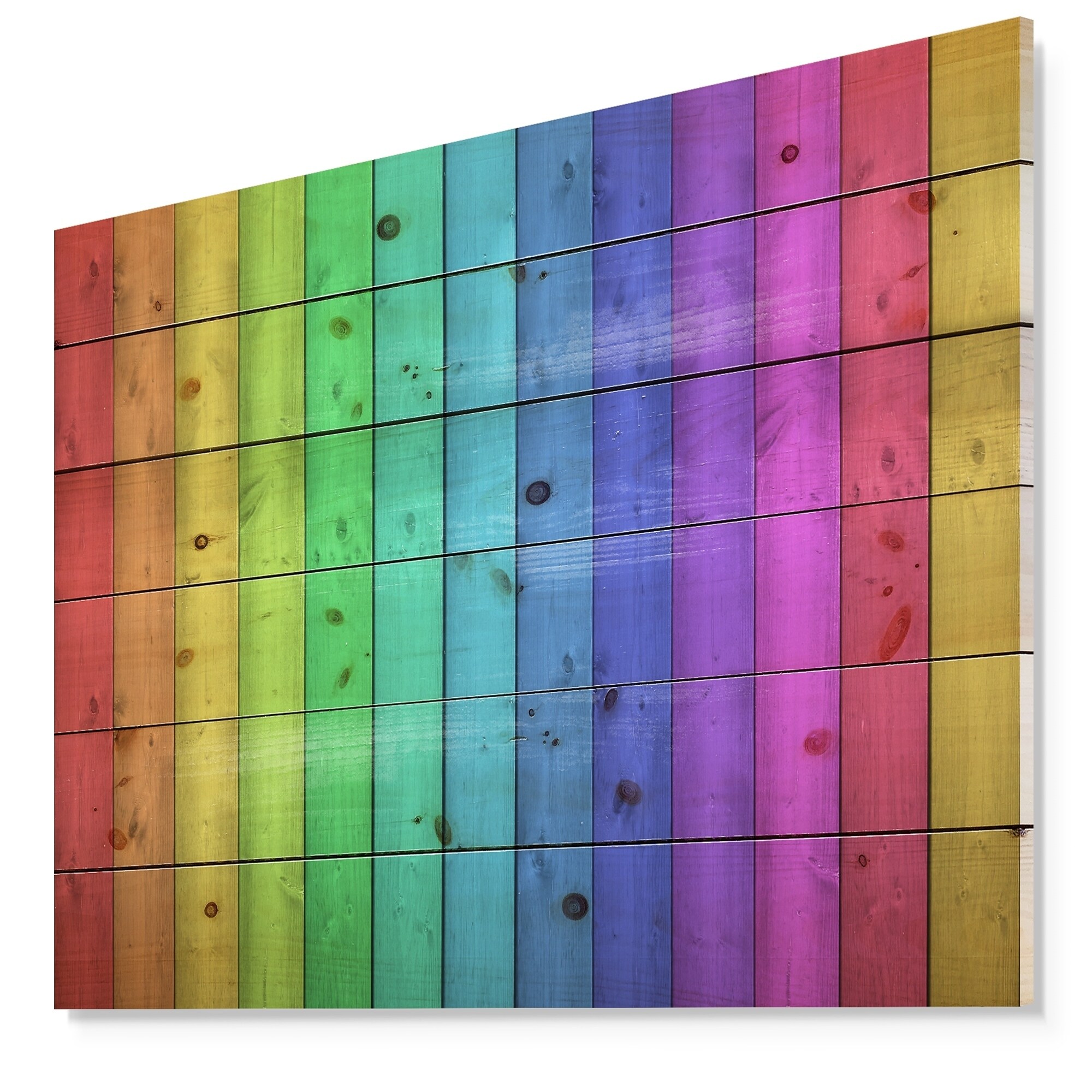 Shop Designart Rainbow Colors On Wooden Contemporary Painting
