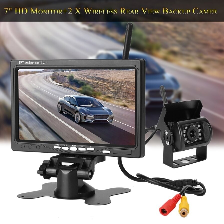 7/" TFT LCD Mirror Monitor /& Wireless Backup Camera Night Vision Rear View System