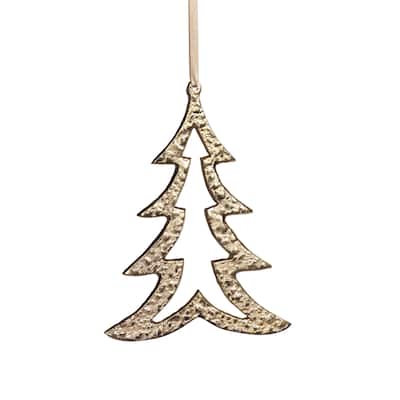 6.25" Tall Aluminum Christmas Tree Ornament, Gold (Set of 6)