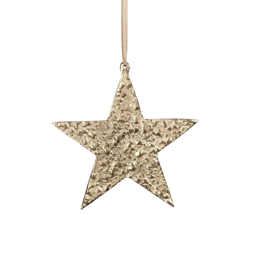 8" Tall Aluminum Large Christmas Star Ornament, Gold (Set of 6)