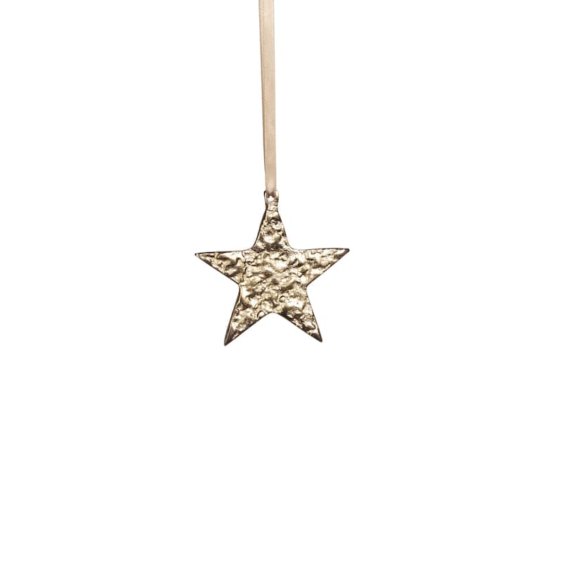 4" Tall Aluminum Small Christmas Star Ornament, Gold (Set of 6)
