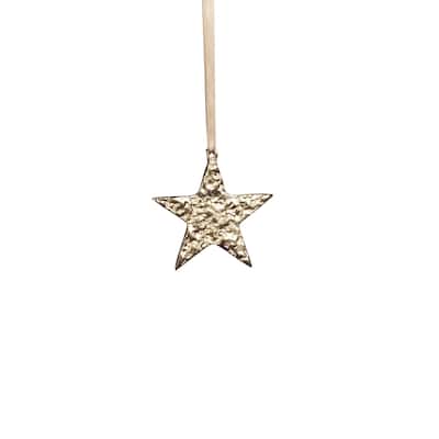4" Tall Aluminum Small Christmas Star Ornament, Gold (Set of 6)