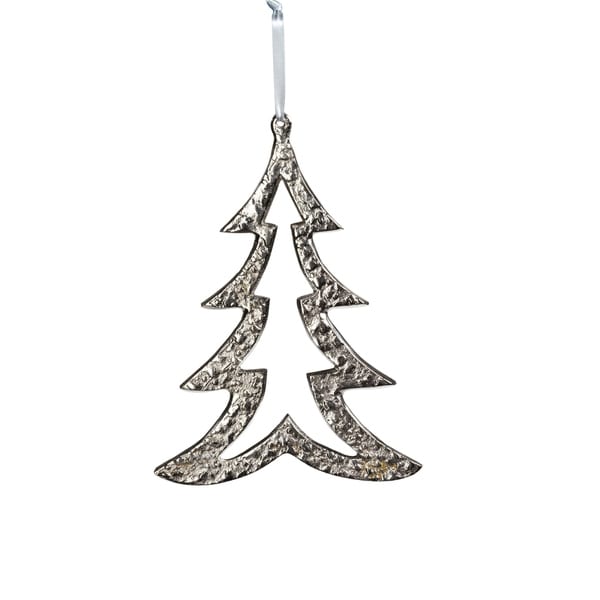 6.25" Tall Aluminum Christmas Tree Ornament, Silver (Set of 6). Opens flyout.