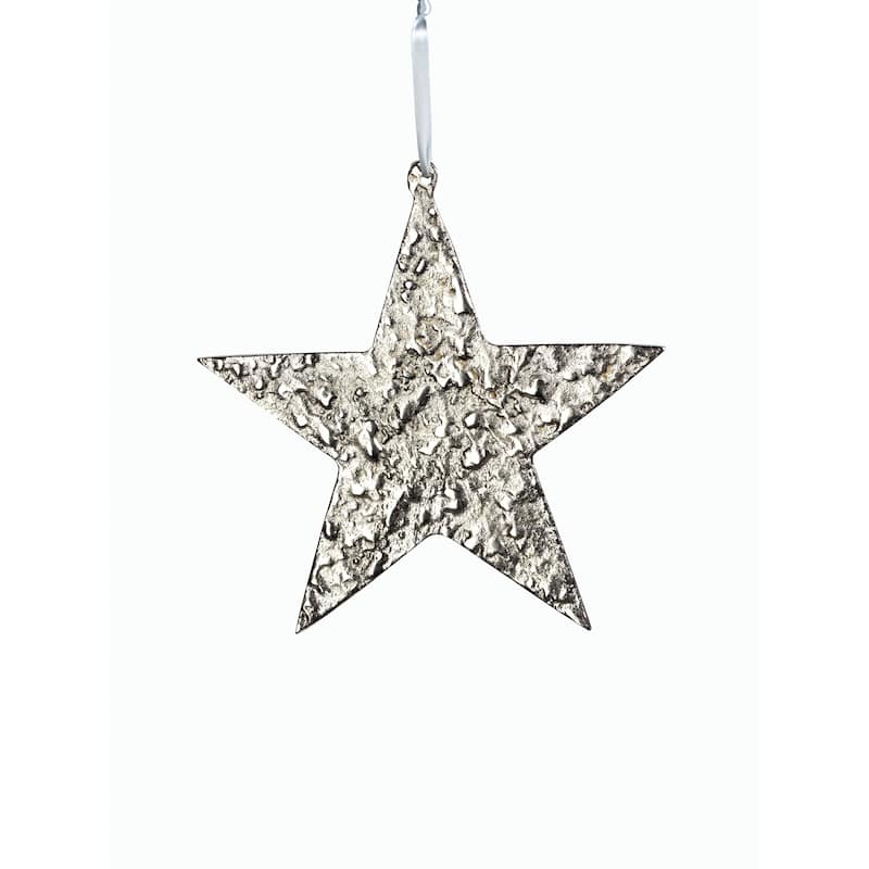 8" Tall Aluminum Large Christmas Star Ornament, Silver (Set of 6)