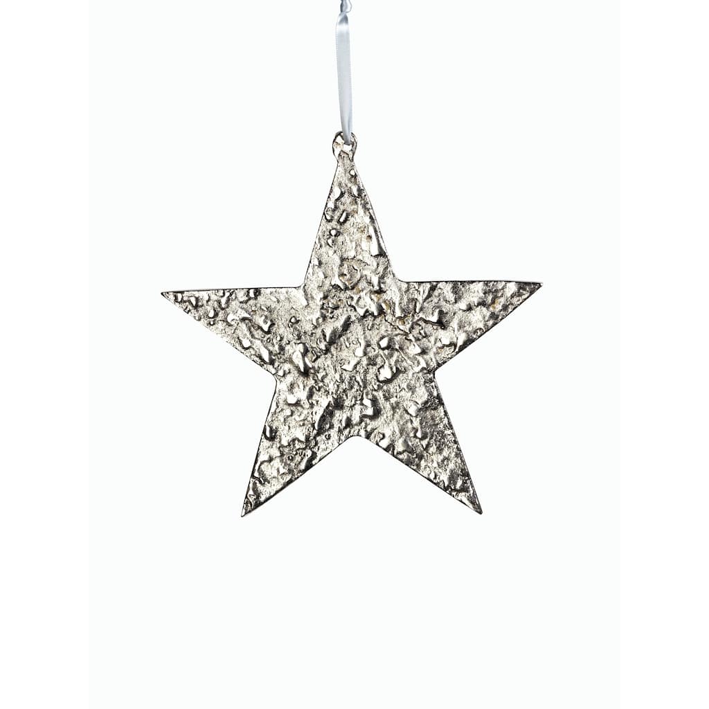 8" Tall Aluminum Large Christmas Star Ornament, Silver (Set of 6)